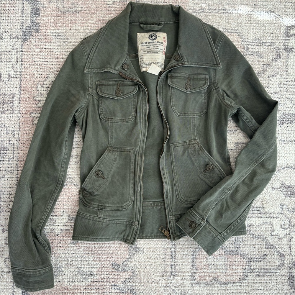 Lucky Brand Olive Green Vintage Blazer Jacket, Size XS